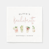 Waterverf Cocktails Persoonlijke Bachelorette Servet (Voorkant)