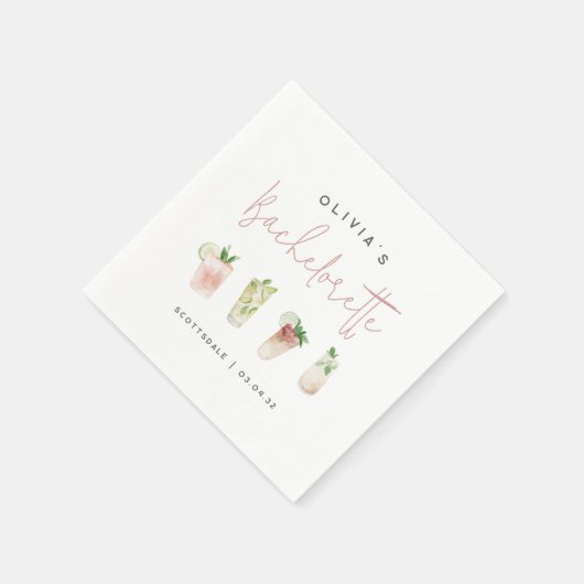 Waterverf Cocktails Persoonlijke Bachelorette Servet (Hoek)