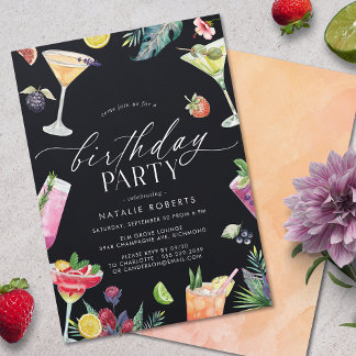 Waterverf Cocktails | Plezier Elke leeftijd Vrouwe Kaart
