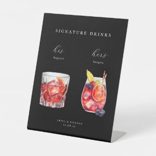 Waterverf Cocktails Trouw Signature Dranken Reclamebord Met Voetstuk