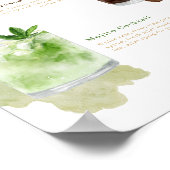 Waterverf Cocktails Trouwreceptie Drink Menu Poster (Hoek)