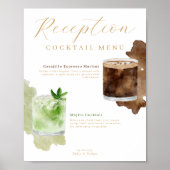 Waterverf Cocktails Trouwreceptie Drink Menu Poster (Voorkant)