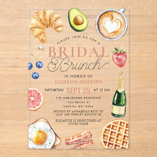 Waterverf Coffee Bridal Brunch Vrijgezellenfeest Acryl Uitnodigingen