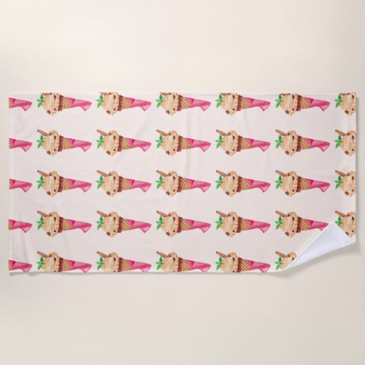 Waterverf Coffee Ice Cream Cone Strandlaken (Voorkant)