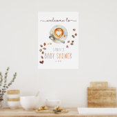 Waterverf Coffee Latte Baby shower Welkomstbord Poster (Keuken)