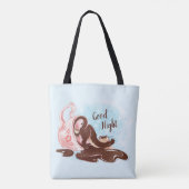 Waterverf Coffee Stretching Cat Tote Bag (Achterkant)