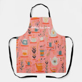 Waterverf Coffee Tea of Me Gepersonaliseerde Retro Schort (Voorkant)