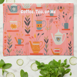 Waterverf Coffee Tea of Me Gepersonaliseerde Retro Theedoek