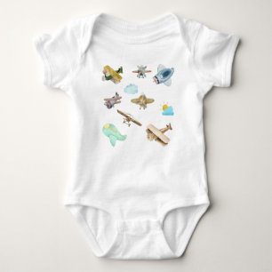 Waterverf Collectie oude vliegtuigen Romper