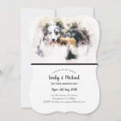 Waterverf Collie Dogs Wedding Invitations Elegant Kaart (Voorkant)