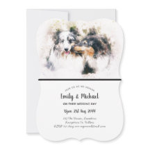 Waterverf Collie Dogs Wedding Invitations Elegant