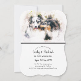Waterverf Collie Dogs Wedding Invitations Elegant Kaart
