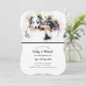 Waterverf Collie Dogs Wedding Invitations Elegant Kaart (Staand voorkant)