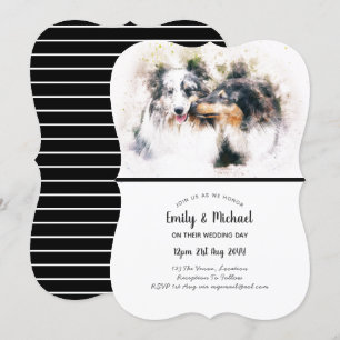 Waterverf Collie Dogs Wedding Invitations Elegant Kaart