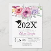 Waterverf Colorful Flowers Afstuderen Uitnodiging (Voorkant)