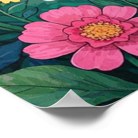 Waterverf Colorful Flowers Poster (Hoek)