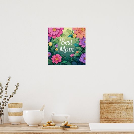 Waterverf Colorful Flowers Poster (Keuken)