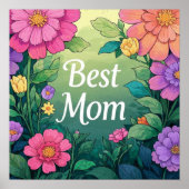 Waterverf Colorful Flowers Poster (Voorkant)