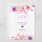 Waterverf Colorful Flowers Save The Date (Voorkant)