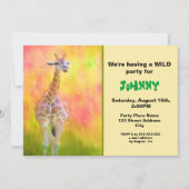 Waterverf Colorful Giraffe Birthday Invitation Kaart (Voorkant)
