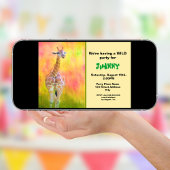 Waterverf Colorful Giraffe Birthday Invitation Kaart