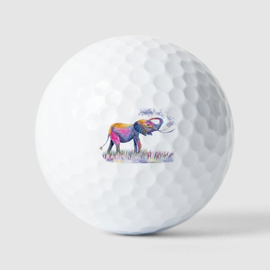 Waterverf Colorful Happy Elephant Golfballen (Voorkant)