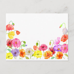 Waterverf Colorful Poppies bloemen Briefkaart