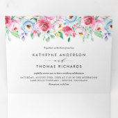  Waterverf Colorful Spring Flowers Weddenschap Drieluik Uitnodiging (Binnenzijde eerst)