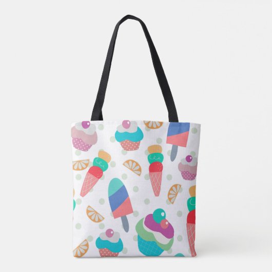 Waterverf Colorful Summer Food Pattern Tote Bag (Achterkant)