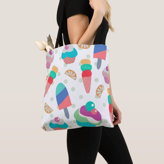 Waterverf Colorful Summer Food Pattern Tote Bag (Dichtbij)