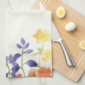 Waterverf Colorful Wild Flowers Tea Towel Theedoek (Quarter Fold)