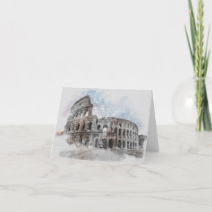 Waterverf Colosseum Rome Dank u kaart - Kunst