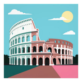 Waterverf Colosseum Rome Flat design Poster
