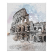 Waterverf Colosseum Rome Italië Foto Afdruk (Voorkant)