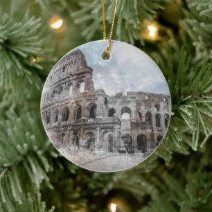 Waterverf Colosseum Rome Italië Gift Keramisch Ornament