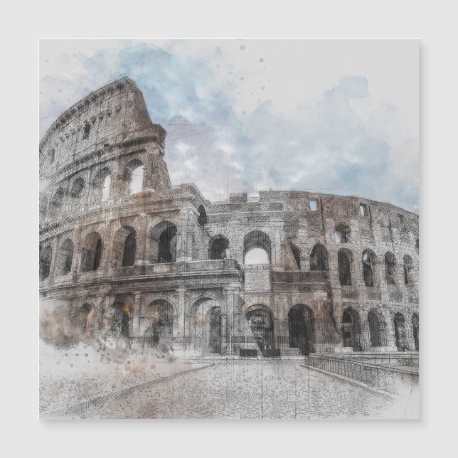Waterverf Colosseum Rome Italië Kunst –  Rome (Voorkant)