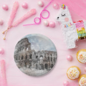 Waterverf Colosseum Rome Italië Papieren Bordje (Feest)