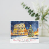 Waterverf Colosseum Rome Italië Reis Kerstmis Feestdagenkaart (Staand voorkant)