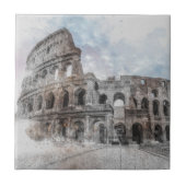 Waterverf Colosseum Rome Italië Tegeltje (Voorkant)