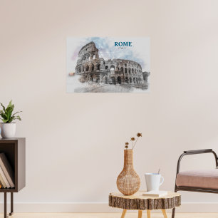 Waterverf Colosseum Rome Italië – Vakantiekunst Poster