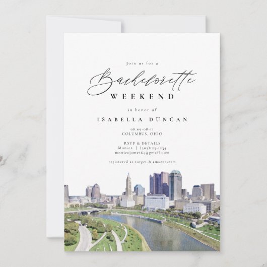 Waterverf Columbus Ohio City Skyline Bestemming Kaart (Voorkant)