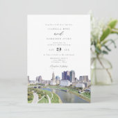 Waterverf Columbus Ohio Skyline Schilderij Huwelij Kaart (Staand voorkant)
