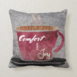 Waterverf Comfort en Joy Coffee Burgundy Grey Kussen