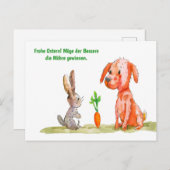 Waterverf Comic Cat met paashaas Feestdagenkaart (Voorkant / Achterkant)