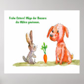 Waterverf Comic Cat met paashaas Poster (Voorkant)