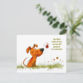 Waterverf Comic Dog en Butterfly Moment Feestdagenkaart (Staand voorkant)