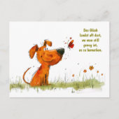 Waterverf Comic Dog en Butterfly Moment Feestdagenkaart (Voorkant)