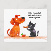 Waterverf Comic Dog en Cat naast elkaar Feestdagenkaart (Voorkant)