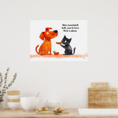 Waterverf Comic Dog en Cat naast elkaar Poster (Keuken)