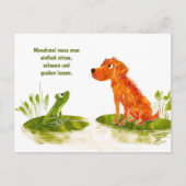 Waterverf Comic Dog en Frog op Lily Pad Feestdagenkaart (Voorkant)